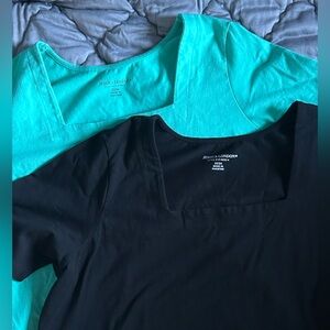 Jessica London Short Sleeve Tops - Black and Teal